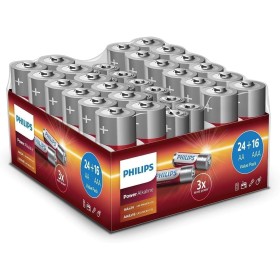 Philips Paquete Económico de Pilas 40 Piezas - 24x Pilas AA y 16x Pilas AAA - Pila Alcalina de Alta Duración - para Mando a