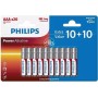 Philips Paquete Económico de Pilas 40 Piezas - 24x Pilas AA y 16x Pilas AAA - Pila Alcalina de Alta Duración - para Mando a