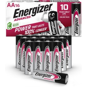 Energizer Advanced Pilas AA Alcalinas de 1,5 V - Paquete de 16 Pilas de Larga Duración, Alta Potencia