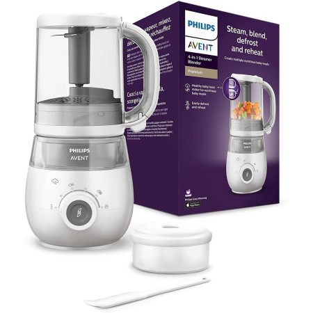 Philips Avent vaporera/batidora 4 en 1, robot de cocina para bebés, cocine al vapor, bata, descongele y vuelva a calentar, apto