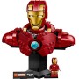 LEGO Marvel Busto de Iron Man MK4 - Maqueta para Adultos de Superhéroe con Minifigura de Tony Stark, Cañones de Hombros y Cabeza