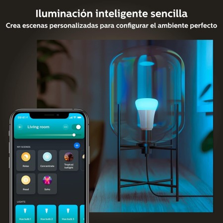 Philips Hue - Bombilla LED Inteligente, A60 E27, Luz Blanca y de Colores, 9W (Eq. 75W), 1100 Lumens, Compatible con Alexa y