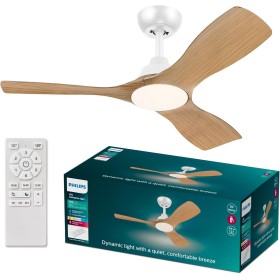 Philips Ventilador de techo Olas, 3 aspas 42´, luz LED de 24W, motor DC, rango de temperatura de color (3000K-4300K-6500K) con