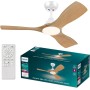 Philips Ventilador de techo Olas, 3 aspas 42´, luz LED de 24W, motor DC, rango de temperatura de color (3000K-4300K-6500K) con