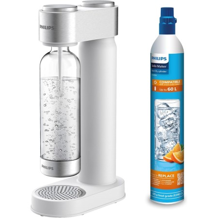 Philips Water Solutions GoZero Sparkling Water Maker Sifón, máquina para Hacer Soda, 1 Litro, plástico, Blanco (White)
