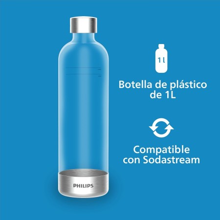 Philips Water Solutions GoZero Sparkling Water Maker Sifón, máquina para Hacer Soda, 1 Litro, plástico, Blanco (White)