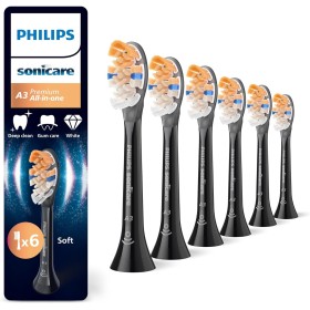 Philips Sonicare A3 Premium All-in-One, cabezales de cepillado de repuesto originales, negro, paquete de 6, HX9096/88