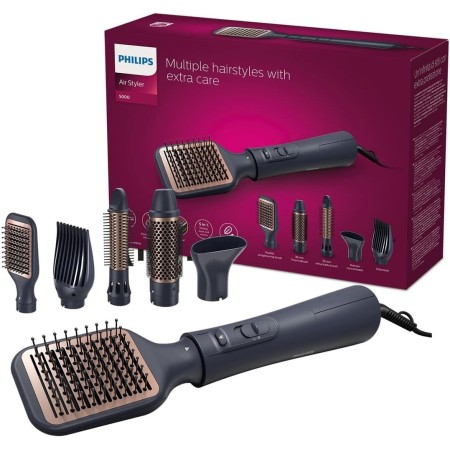 Philips Moldeador de Pelo Serie 7000, Iónico, 1000w de Potencia, 2 accesorios, Cerdas Naturales, BHA710/00, Blanco