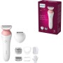 Philips Afeitadora de Mujer Serie 6000, 6 accesorios, Incluye Perfilador Bikini, Guante Exfoliante, Peine Guia y Cepillo de