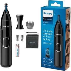 Recortador de nariz, orejas y cejas Philips Series NT5650/16 5000 que funciona con pilas, negro (paquete de 1), Unisex adultos