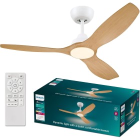 Philips Ventilador de techo Olas, 3 aspas 52´, luz LED de 24W, motor DC, temperatura de color regulable (3000K-4300K-6500K),