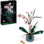 LEGO Botanical Orquídeas Flores y Plantas Artificiales Blancas y Rosas, Jarrón Azul, Decoración del Hogar, Manualidades y