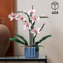 LEGO Botanical Orquídeas Flores y Plantas Artificiales Blancas y Rosas, Jarrón Azul, Decoración del Hogar, Manualidades y