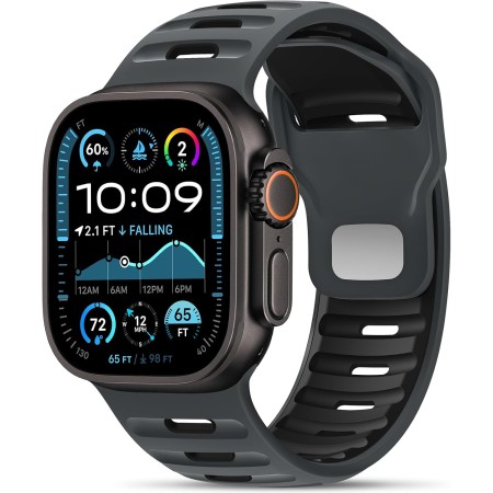 Higgs Silicona Correa Compatible con Correa Apple Watch 44mm Ultra/Ultra 2 49mm 46mm 45mm 42mm Hombre, Pulsera Suave Silicona