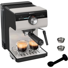 Krups Cafetera Espresso Manual, Authentic, 15 bares de presión, Espumador de leche, Ajuste Manual, Cuchara Medidora y