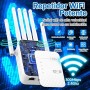 Repetidor WiFi,2025 Potente Amplificador WiFi,Amplificador señal WiFi,Repetidor WiFi Largo Alcance,6 Antenas,2 Puertos