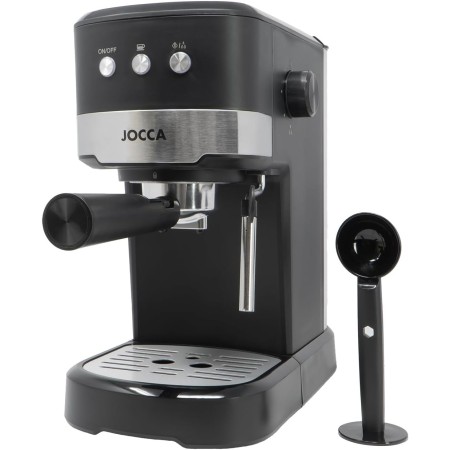 Jocca - Cafetera Expresso 20 Bares con Vaporizador, 1100W, Deposito 1.25L Desmontable, Metal, Negro