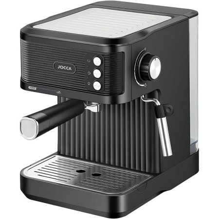 Jocca - Cafetera Expresso 20 Bares con Vaporizador, 1100W, Deposito 1.25L Desmontable, Metal, Negro