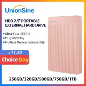 UnionSine-disco duro externo portátil, HDD rosa de 2,5 pulgadas, 320gb
