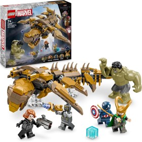 LEGO Marvel Vengadores vs. Leviatán Juguete de Superhéroes, Figura de Hulk y Minifiguras de Loki, Capitán América, Viuda Negra y