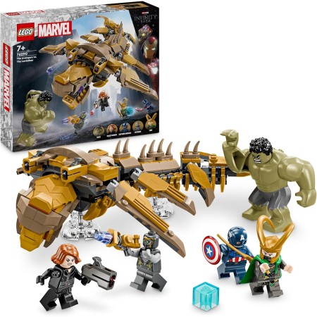 LEGO Marvel Vengadores vs. Leviatán Juguete de Superhéroes, Figura de Hulk y Minifiguras de Loki, Capitán América, Viuda Negra y