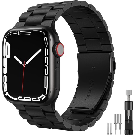 owlhold Compatible con Apple Watch 38mm, 40mm, 41mm, 42mm, 44mm, 45mm, 49mm, correa de reloj de acero inoxidable para las series
