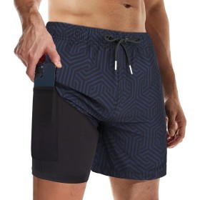 Suwangi Bañadores Hombre con Forro Compresión Pantalones Cortos de Natación Secado Rápido Shorts de Baño Bañadores de Surf