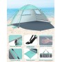 Glymnis Tienda de Playa, Refugio Playa para 2-3 Personas, Carpa de Playa con Doble Puerta de Cremallera, Ventanas Ventiladas,