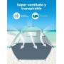 Glymnis Tienda de Playa, Refugio Playa para 2-3 Personas, Carpa de Playa con Doble Puerta de Cremallera, Ventanas Ventiladas,