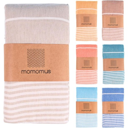 MOMOMUS Fouta Playa XXL, con Flecos y 100% Algodón – Ideal como Toalla de Playa Grande Antiarena, Manta de Picnic sin Arena,