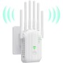 Repetidor WiFi, Amplificador de Señal WiFi,6 Antenas, 2 Puertos LAN,Extensor WiFi/Router/Repetidor/Ap Modo,Cobertura Total de