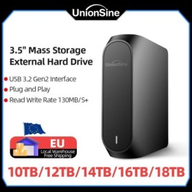 UnionSine HDD 10TB 12TB 14TB 16TB 18TB Disco Duro Externo USB 3.2 Gen1