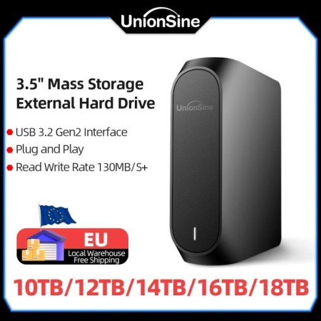 UnionSine HDD 10TB 12TB 14TB 16TB 18TB Disco Duro Externo USB 3.2 Gen1