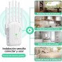 Repetidor WiFi, Amplificador de Señal WiFi,6 Antenas, 2 Puertos LAN,Extensor WiFi/Router/Repetidor/Ap Modo,Cobertura Total de