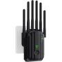Repetidor WiFi, Amplificador de Señal WiFi,6 Antenas, 2 Puertos LAN,Extensor WiFi/Router/Repetidor/Ap Modo,Cobertura Total de