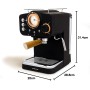 CREATE / THERA RETRO/Cafetera Express Semiautomática Blanco Mate y Madera / 20 bares, brazo doble salida, depósito 1,25L, café