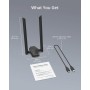 BrosTrend 1800Mbps Antena WiFi USB para PC, Adaptador USB WiFi 6 Largo Alcance Doble Banda 5GHz(1201Mbps) y 2.4GHz(574Mbps)