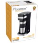 Bestron Cafetera, Cafetera goteo con taza aislada, para café de filtro molido, 2 tazas grandes, 750 vatios, acero inoxidable,