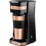 Bestron Cafetera, Cafetera goteo con taza aislada, para café de filtro molido, 2 tazas grandes, 750 vatios, acero inoxidable,