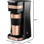 Bestron Cafetera, Cafetera goteo con taza aislada, para café de filtro molido, 2 tazas grandes, 750 vatios, acero inoxidable,