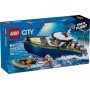 LEGO City Persecución en Barco de Policía - Juego Policial con 2 Barcos de Juguete, 3 Minifiguras y Figura de Tiburón - Regalo