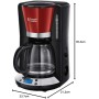 Russell Hobbs Cafetera de Goteo [15 tazas, 1100 W] Colours+ Red (jarra cristal 1.25 l, tecnología WhirlTech, pantalla LCD,