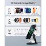 3 en 1 Estacion de Carga Inalámbrica, Certificación Qi2 15W mag-Safe Cargador Inalambrico Rápida con 30W Adaptador USB C&Luz