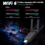 WONLINK Adaptador WiFi 6 USB para PC, AX1800 Mbps Antena WiFi USB Dual Receptor Band 5GHz & 2.4GH para PC/Desktop/Laptop con 2*