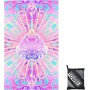 Toallas de playa de rayas rosas de 160 x 90 cm en una bolsa, toalla de playa fina de microfibra grande para adultos, toalla de
