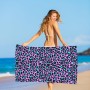 Toallas de playa de rayas rosas de 160 x 90 cm en una bolsa, toalla de playa fina de microfibra grande para adultos, toalla de