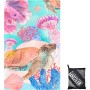 Toallas de playa de rayas rosas de 160 x 90 cm en una bolsa, toalla de playa fina de microfibra grande para adultos, toalla de