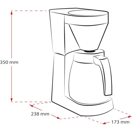 Melitta Easy II 1023-02 - Cafetera de goteo con jarra de vidrio y portafiltros aptos para lavavajillas, cafetera de filtro