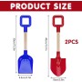 Satiskid 2 palas de playa para niños, 40 cm, con mango de madera, pala de playa, pala de nieve para jardinería, juguetes de