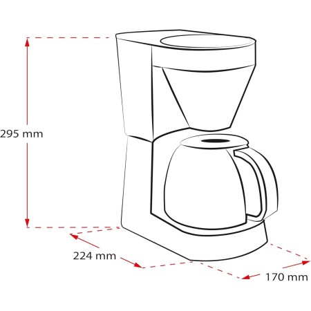Melitta Easy II 1023-02 - Cafetera de goteo con jarra de vidrio y portafiltros aptos para lavavajillas, cafetera de filtro